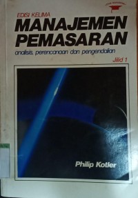 Image of Manajemen pemasaran jilid 1 (eds 5)